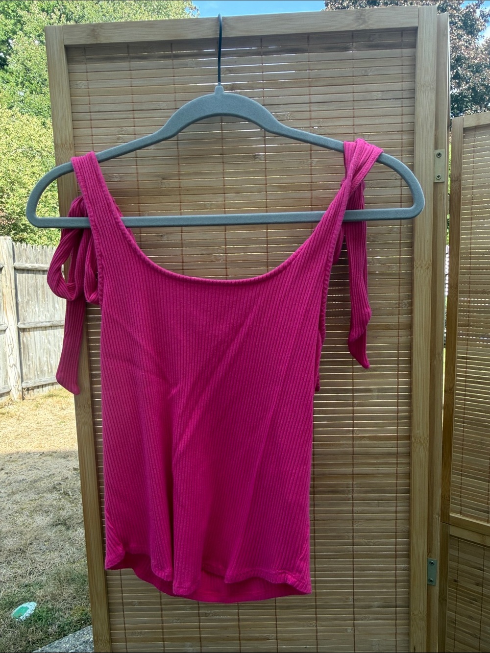 Women’s Ribbed Tie-Shoulder Tank Top - Pink